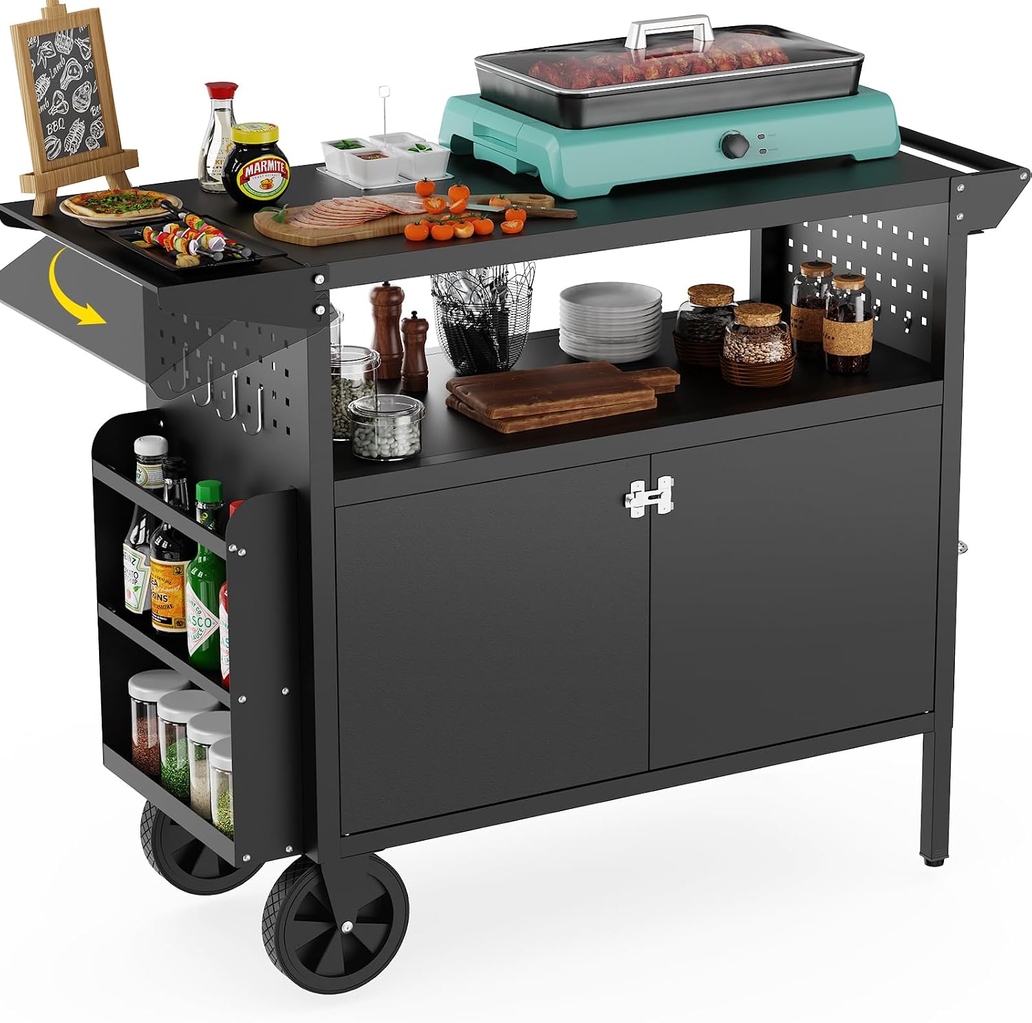 Outdoor Grill Cart Table With  - Heavy Equipment Tires ulasan dan harga