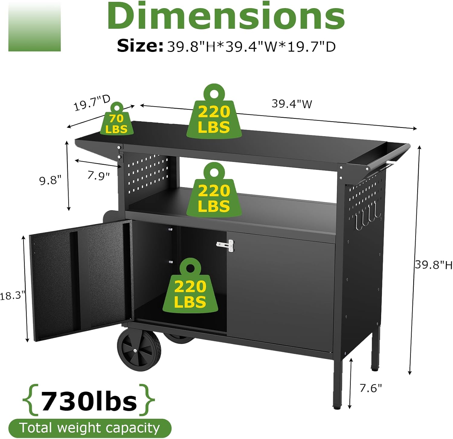 Outdoor Grill Cart Table With  - Heavy Equipment Tires ulasan dan harga