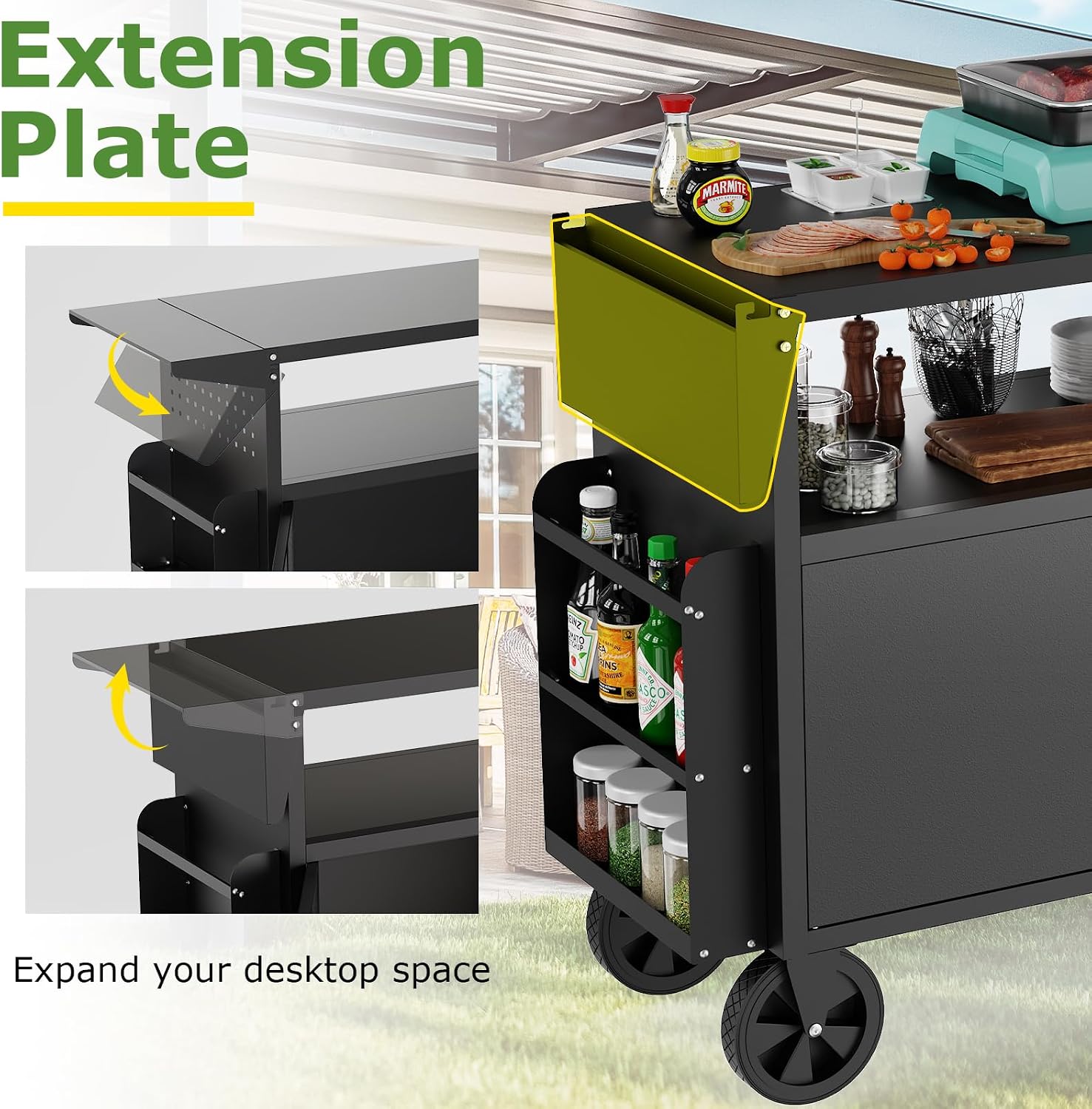Outdoor Grill Cart Table With  - Heavy Equipment Tires ulasan dan harga
